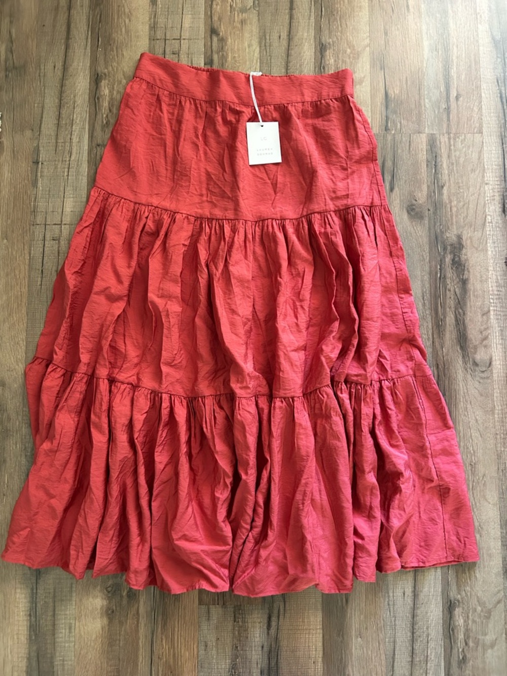 LC Lauren Conrad Red Tiered Maxi Skirt